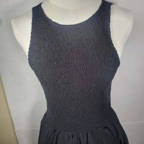 Madewell  The Melody Black Smocked Cotton Sleeveless Midi Tank Dress Size XS - Picture 2 of 8